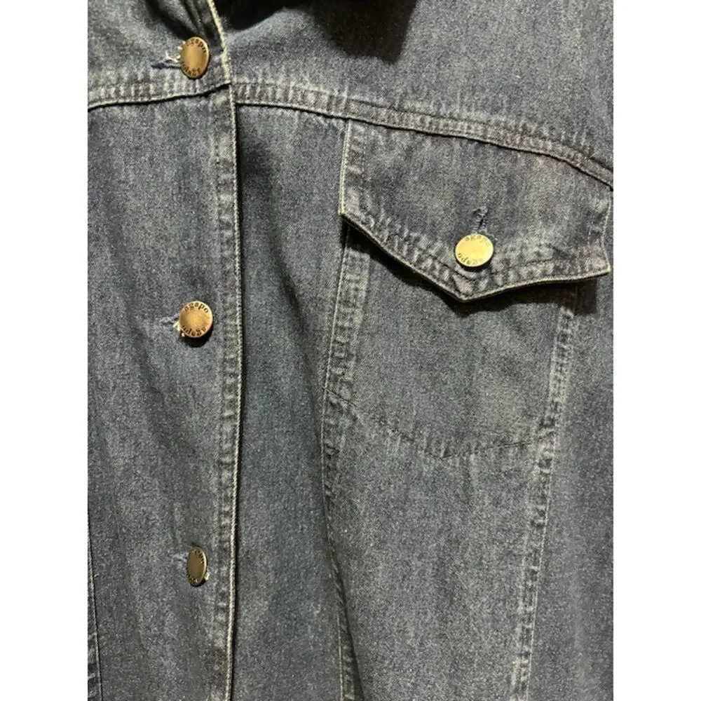 Denim Agapo shirt jean jacket sweater lined sz 2XL. Shacket!
